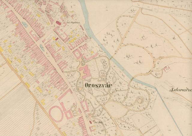 Ukážka pôvodnej katastrálnej mapy Rusoviec, 1881