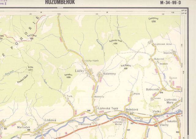 Ukážka cestnej mapy 1:50000, 1961