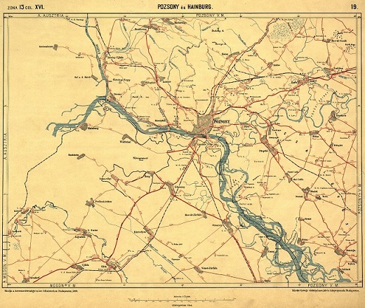 Ukážka vzdialenostnej mapy Uhorska 1900