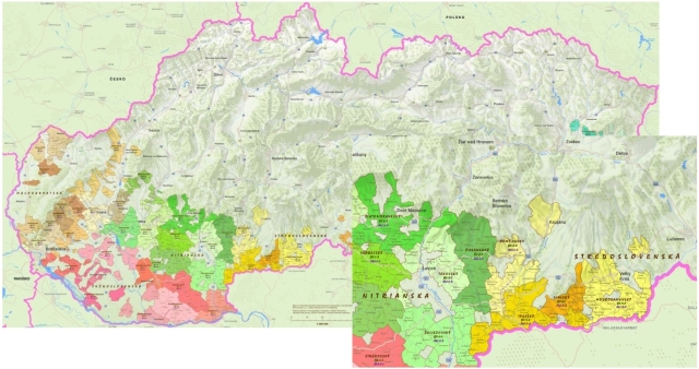 Ukážka mapy vinohradníckych oblastí